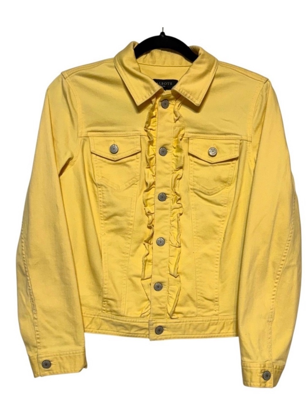 Talbots Yellow Ruffle-Front Denim Jacket